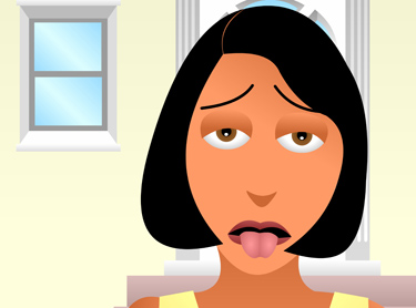 Girl with her tongue out