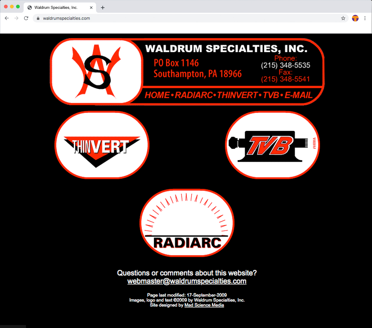 WaldrumSpecialties.com home page